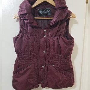 Onyx Quilted Puffer Vest Burgundy Size M